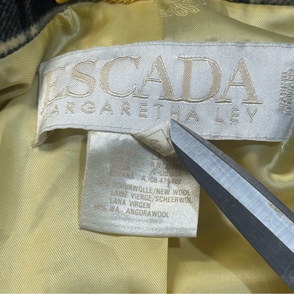 Vintage Y2K Escada Clueless Yellow Black Chic Academia Wool Blazer EU 42 US L - Picture 16 of 16